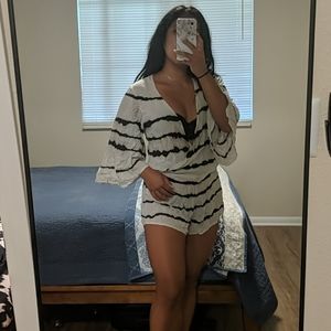 Blue life tie dye romper